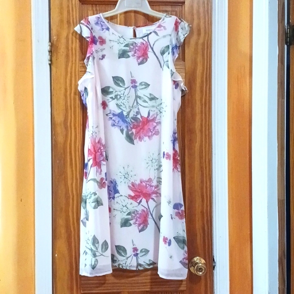 Motherhood Maternity Pink Floral Flutter Sleeve Midi  Dress Size M - Picture 1 of 13